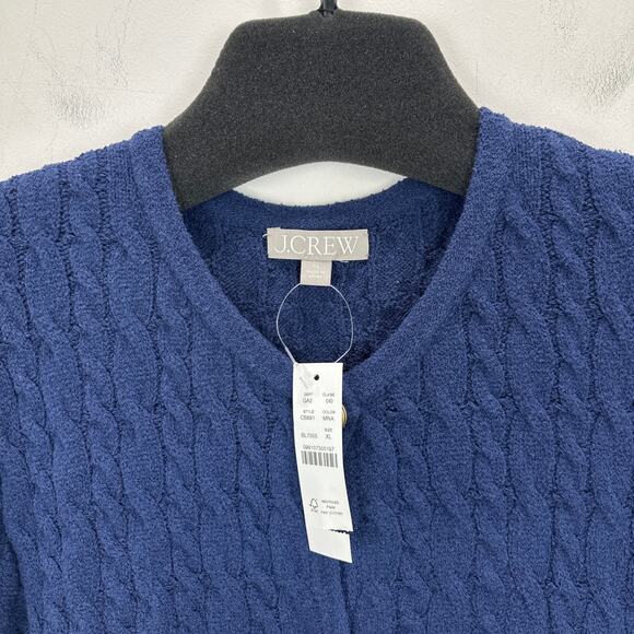 J.Crew Odette Cable Knit Sweater Lady Jacket Cotton Blend Boucle Blue XL NWT - Picture 9 of 14